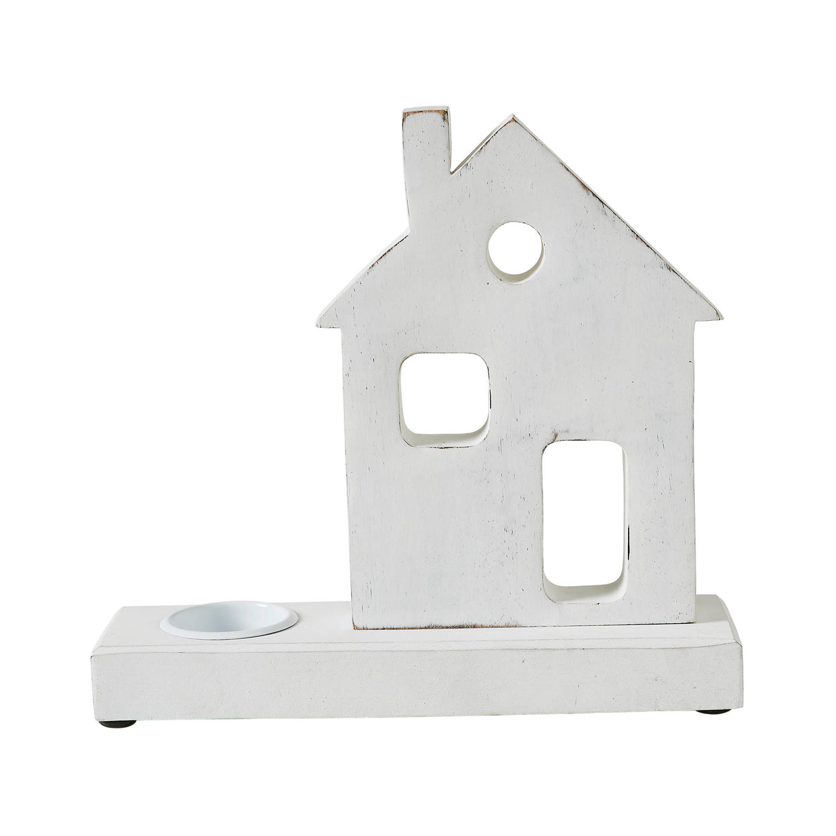 Tealight Holder Village House White 9x8.25x2.5