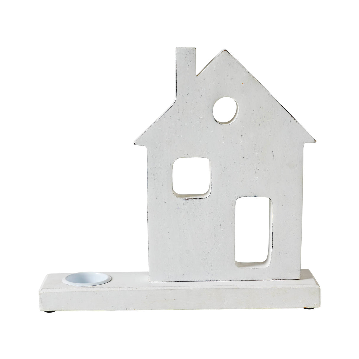 Tealight Holder Village House White 11x10.25x2.5