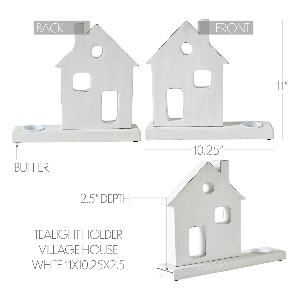 Tealight Holder Village House White 11x10.25x2.5