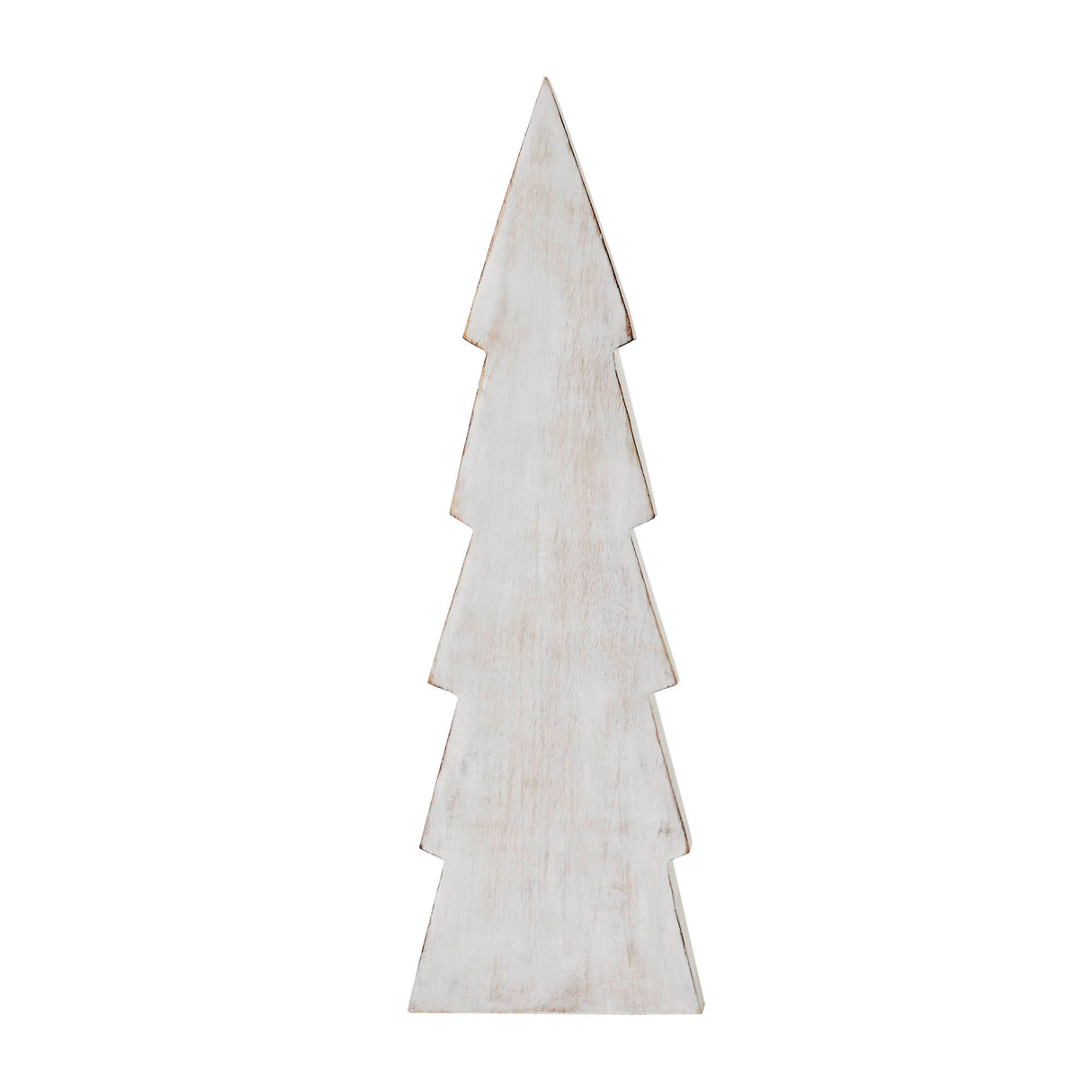 Christmas Tree Distressed White Wooden Figurine 15.75x5x1.5