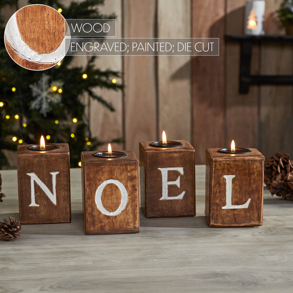 Tealight Holders NOEL Cube Set of 4 4x3x3