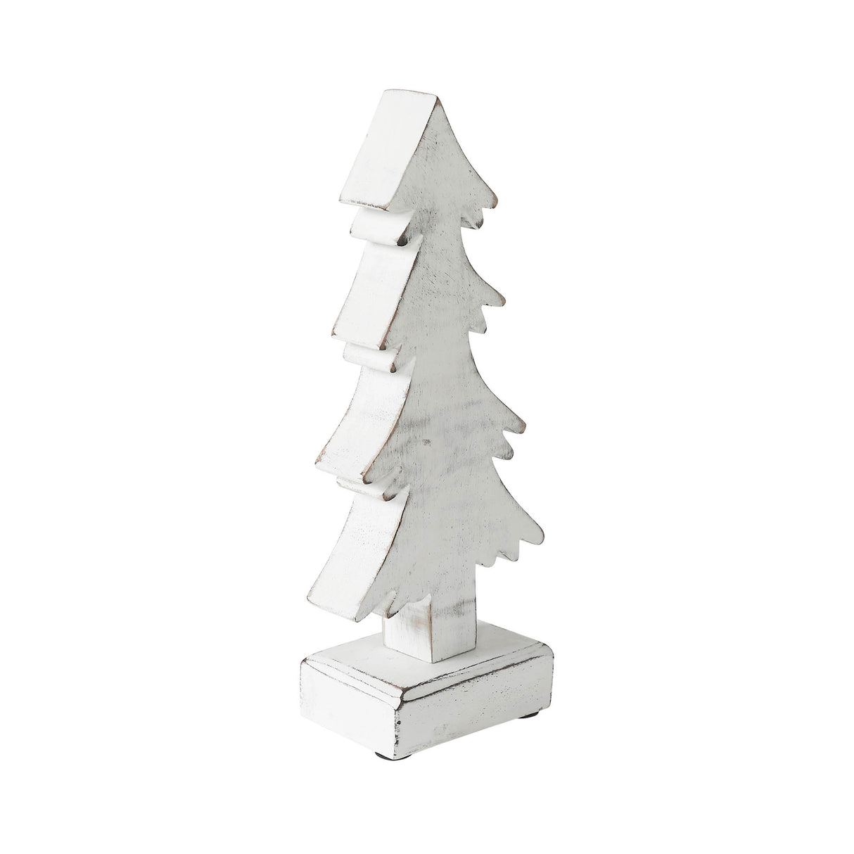 Christmas Evergreens White Wooden Figurine 8.75x3.5x2