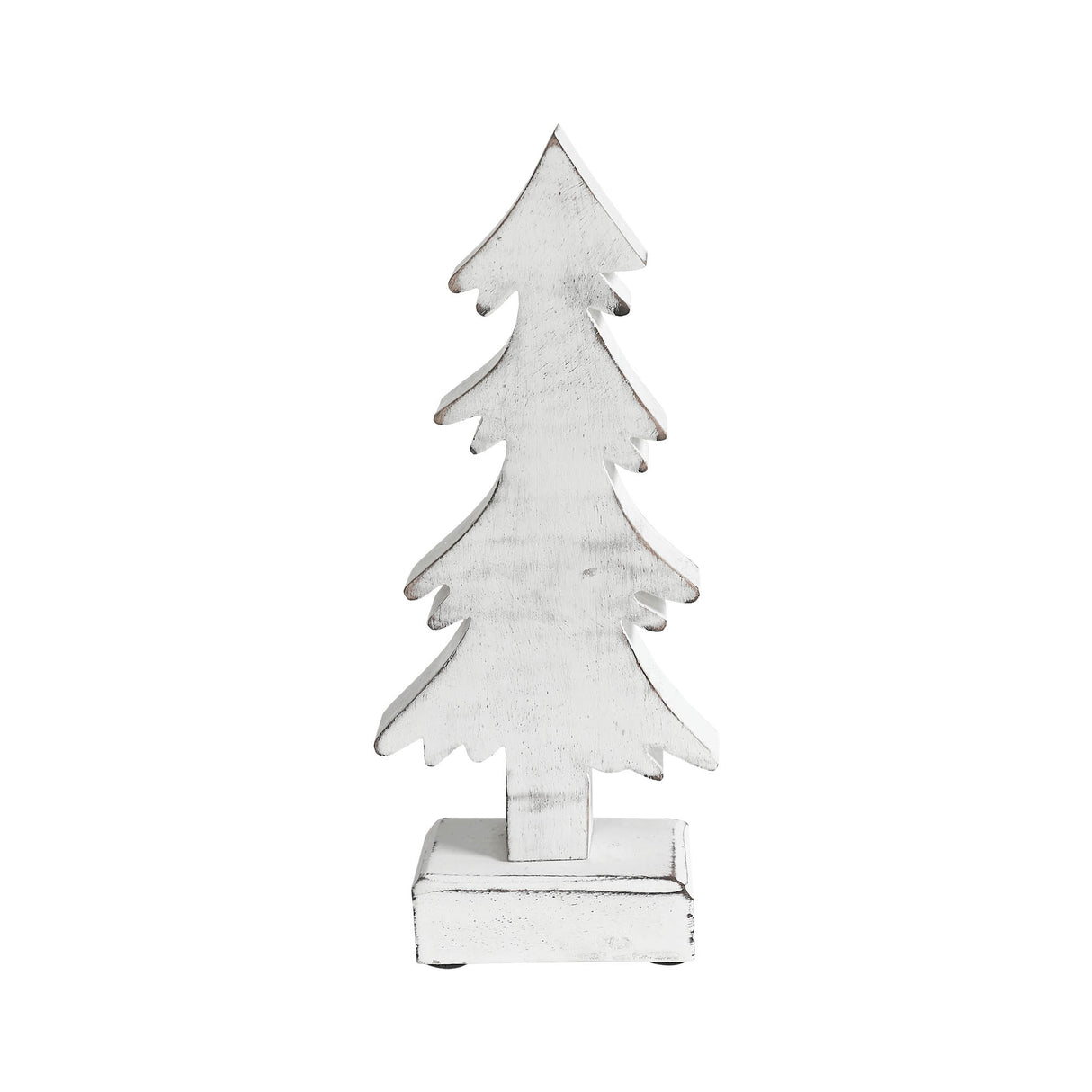 Christmas Evergreens White Wooden Figurine 8.75x3.5x2