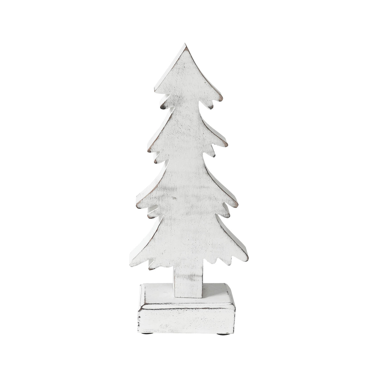 Christmas Evergreens White Wooden Figurine 8.75x3.5x2