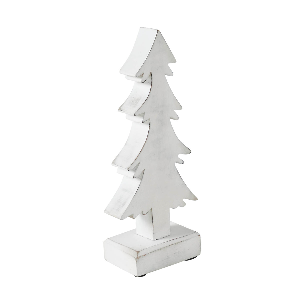 Christmas Evergreens White Wooden Figurine 11x4.5x2