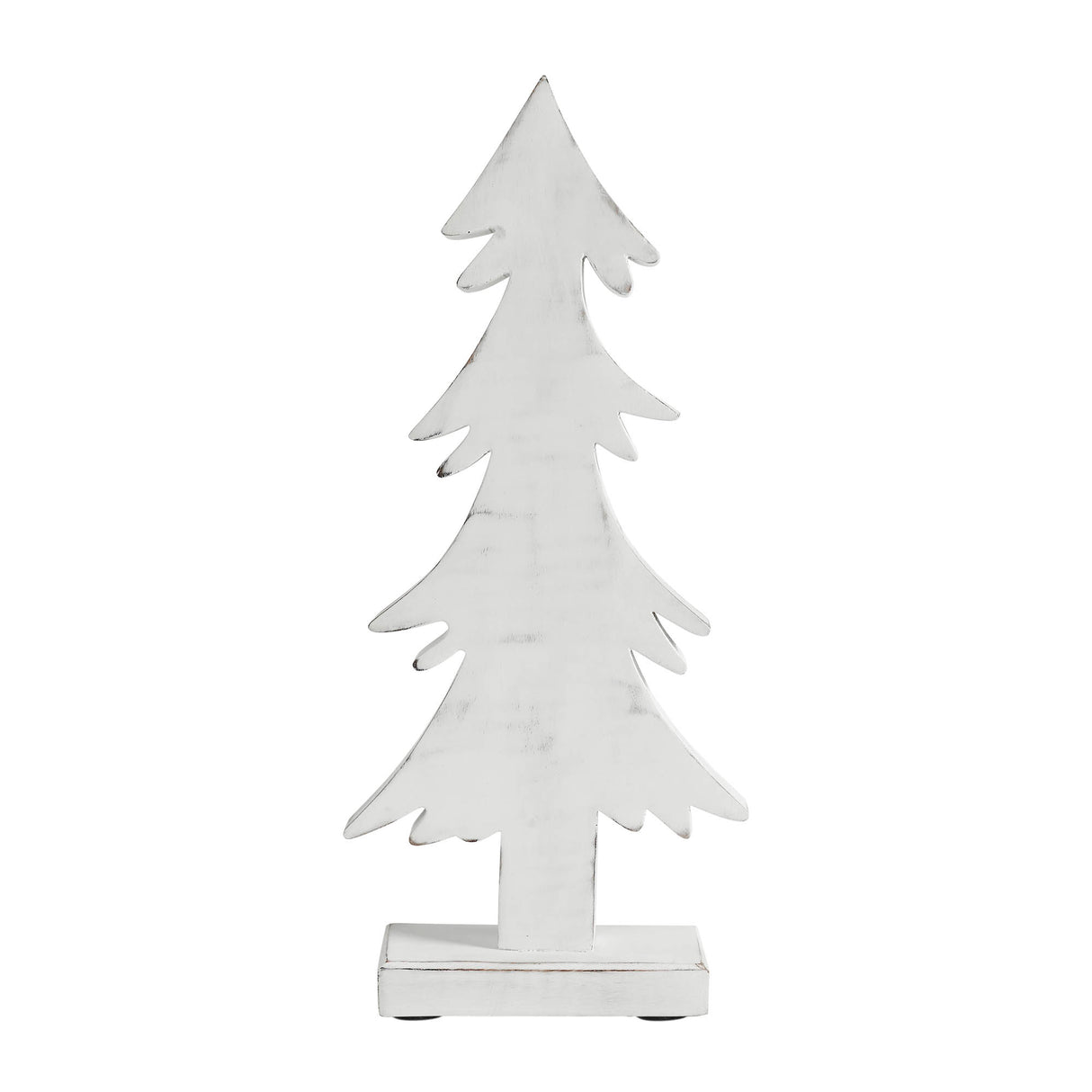 Christmas Evergreens White Wooden Figurine 16.5x7.25x2.5