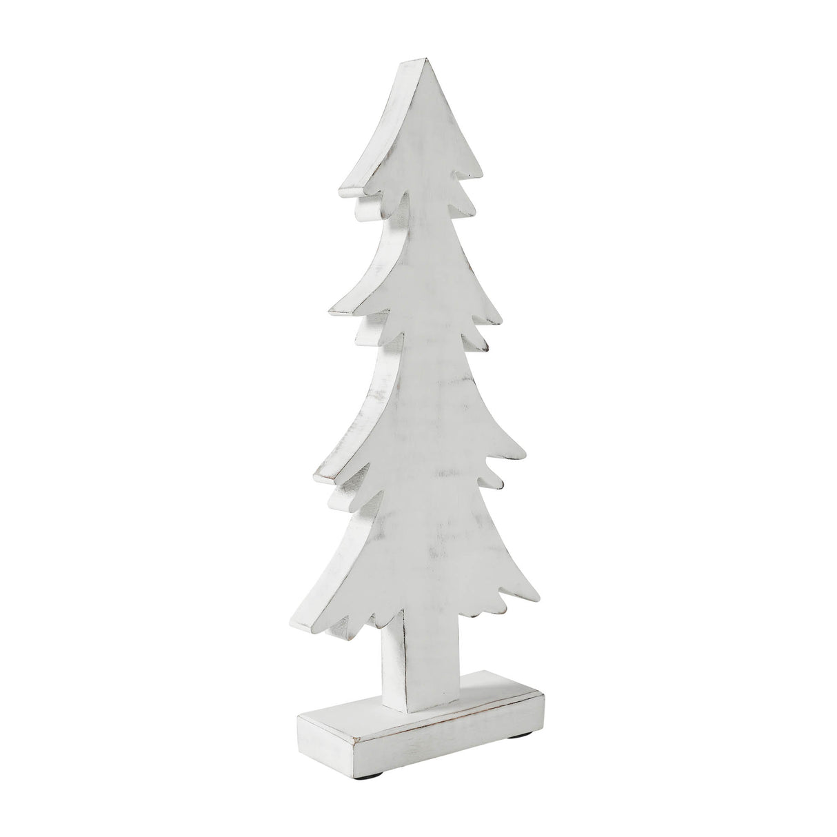 Christmas Evergreens White Wooden Figurine 16.5x7.25x2.5