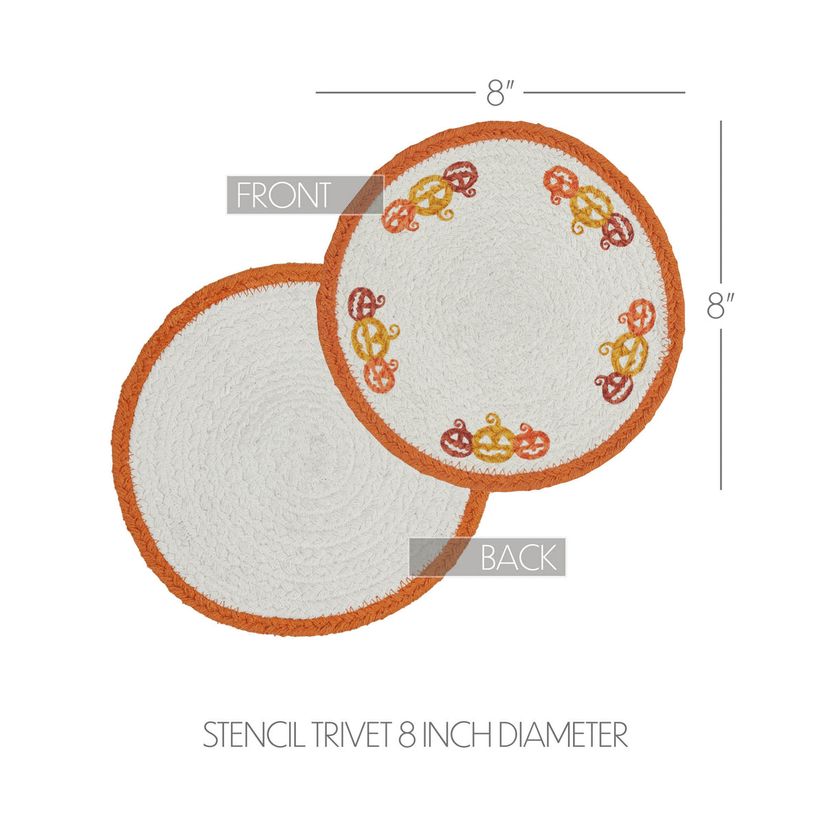 Braided Cotton Country Halloween Stencil Trivet 8, Set of 3