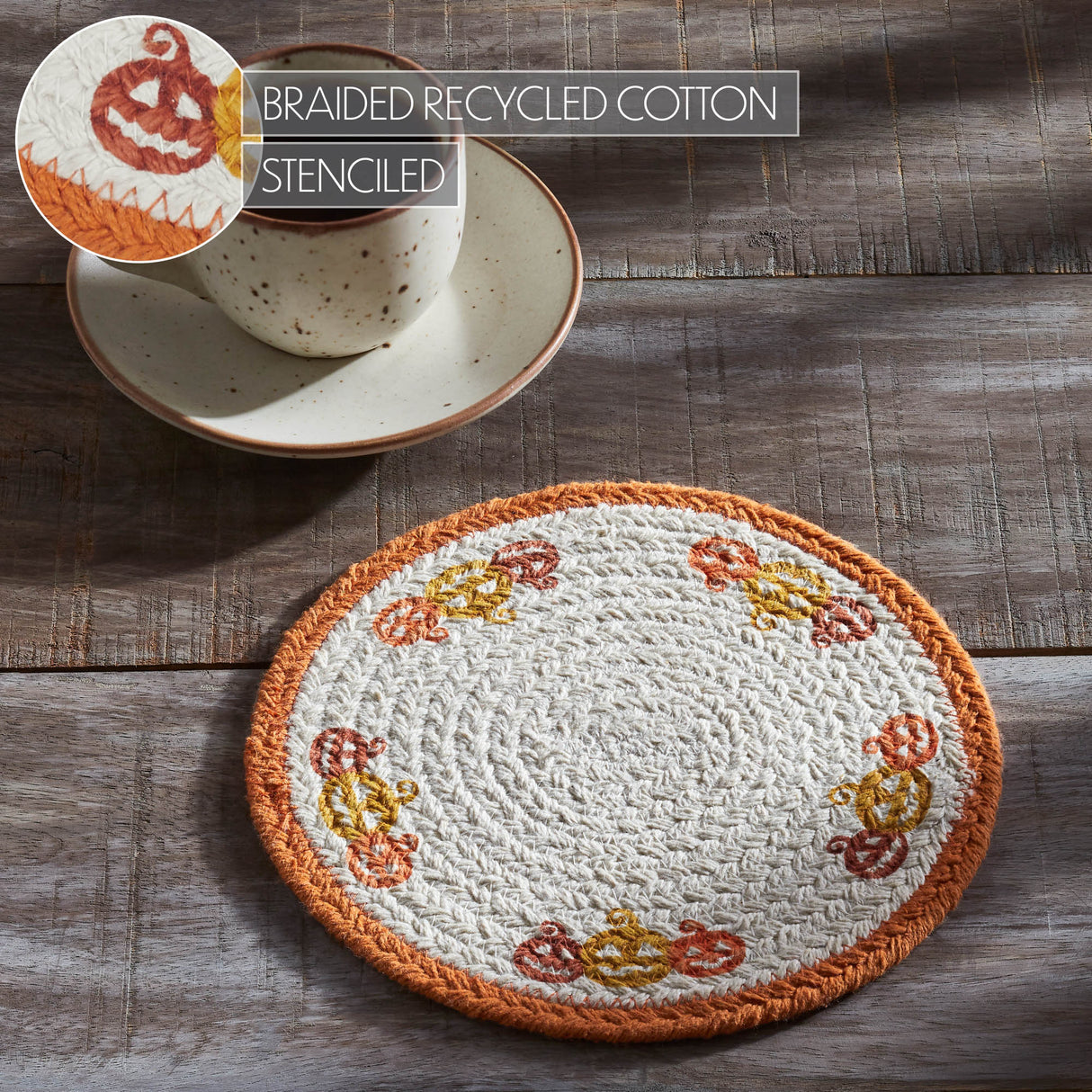 Braided Cotton Country Halloween Stencil Trivet 8, Set of 3