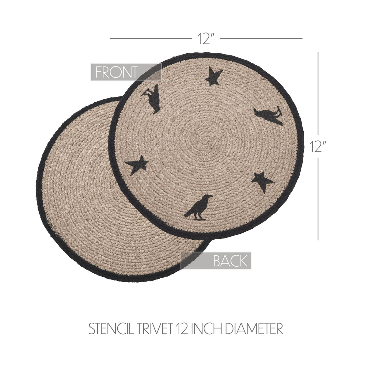 Braided Cotton Raven Harvest Stencil Trivet 12, Set of 3