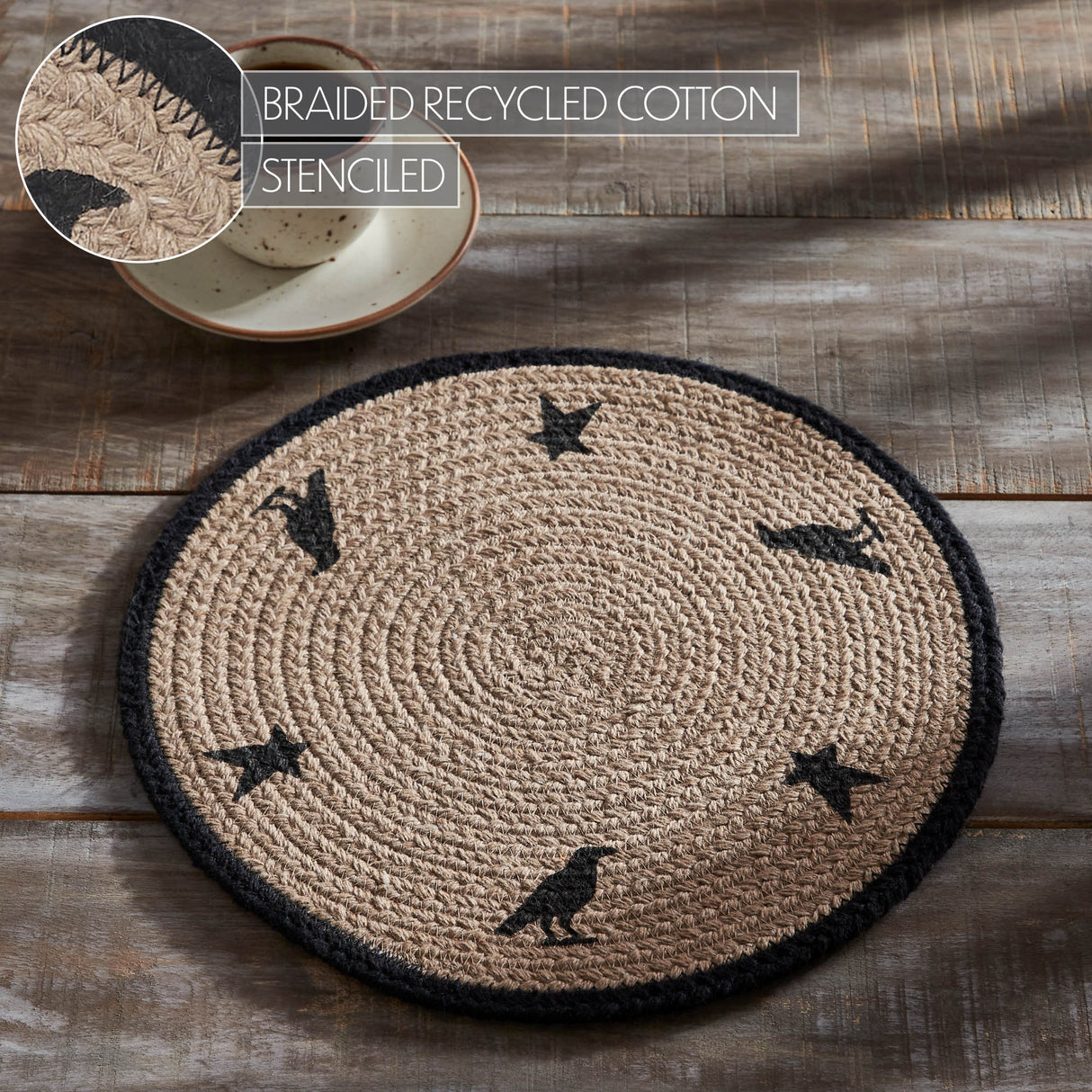Braided Cotton Raven Harvest Stencil Trivet 12, Set of 3