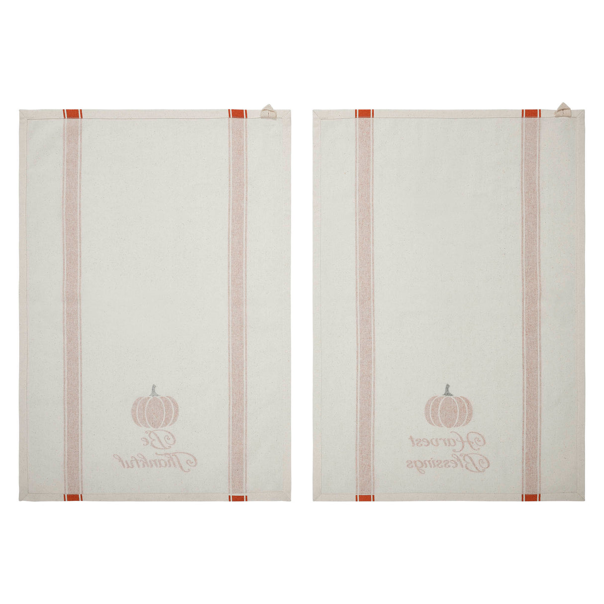 Harvest Blessings Pumpkin Tea Towel Set of 2 19x28