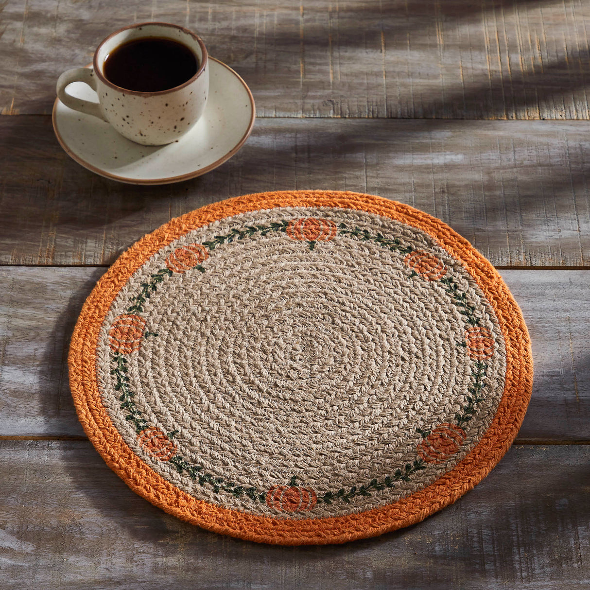 Jute Harvest Blessings Natural Stencil Pumpkin Trivet 12, Set of 3