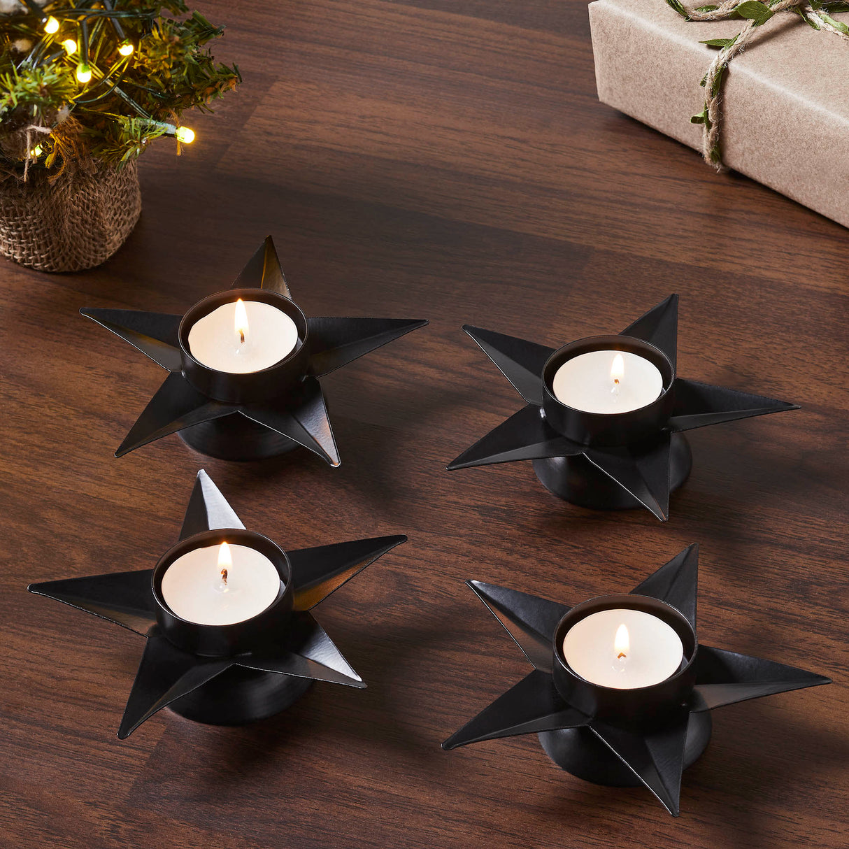 Metal Tealight Holder Star Set of 4
