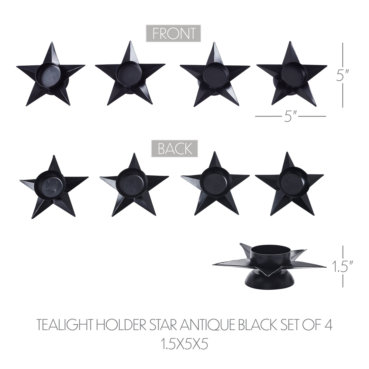 Metal Tealight Holder Star Set of 4