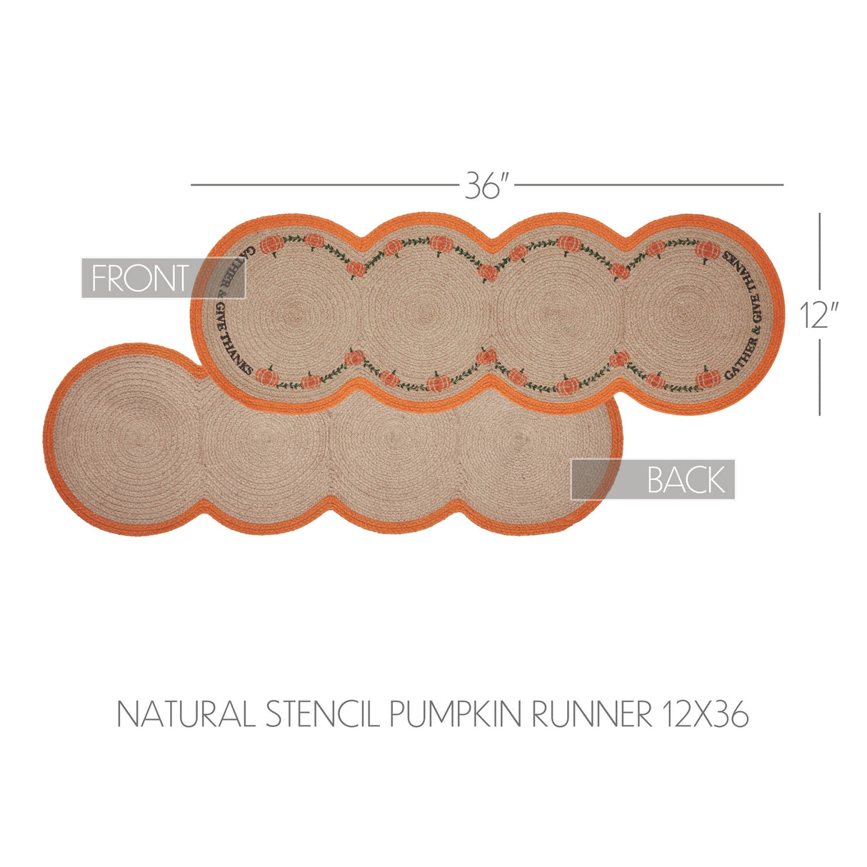 Harvest Blessings Natural Stencil Pumpkin Runner