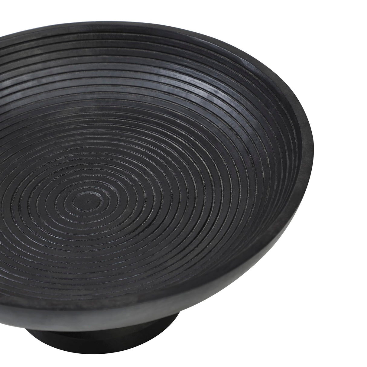 Ribbed Black Wooden Bowl 12x12x5.75