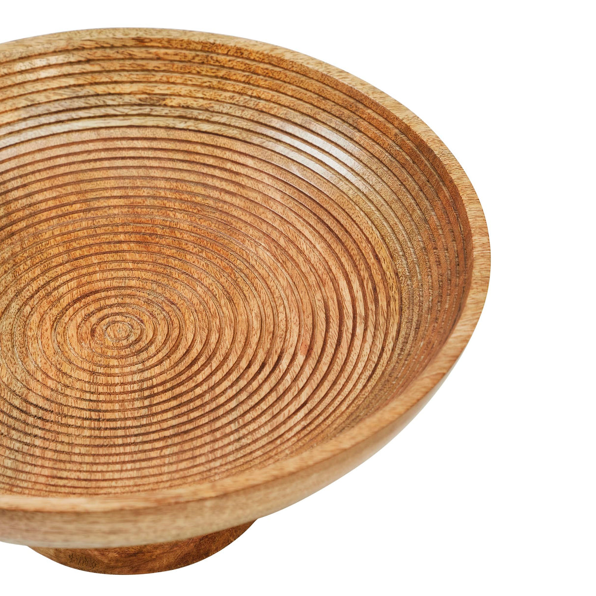 Ribbed Natural Wooden Bowl 12x12x5.75