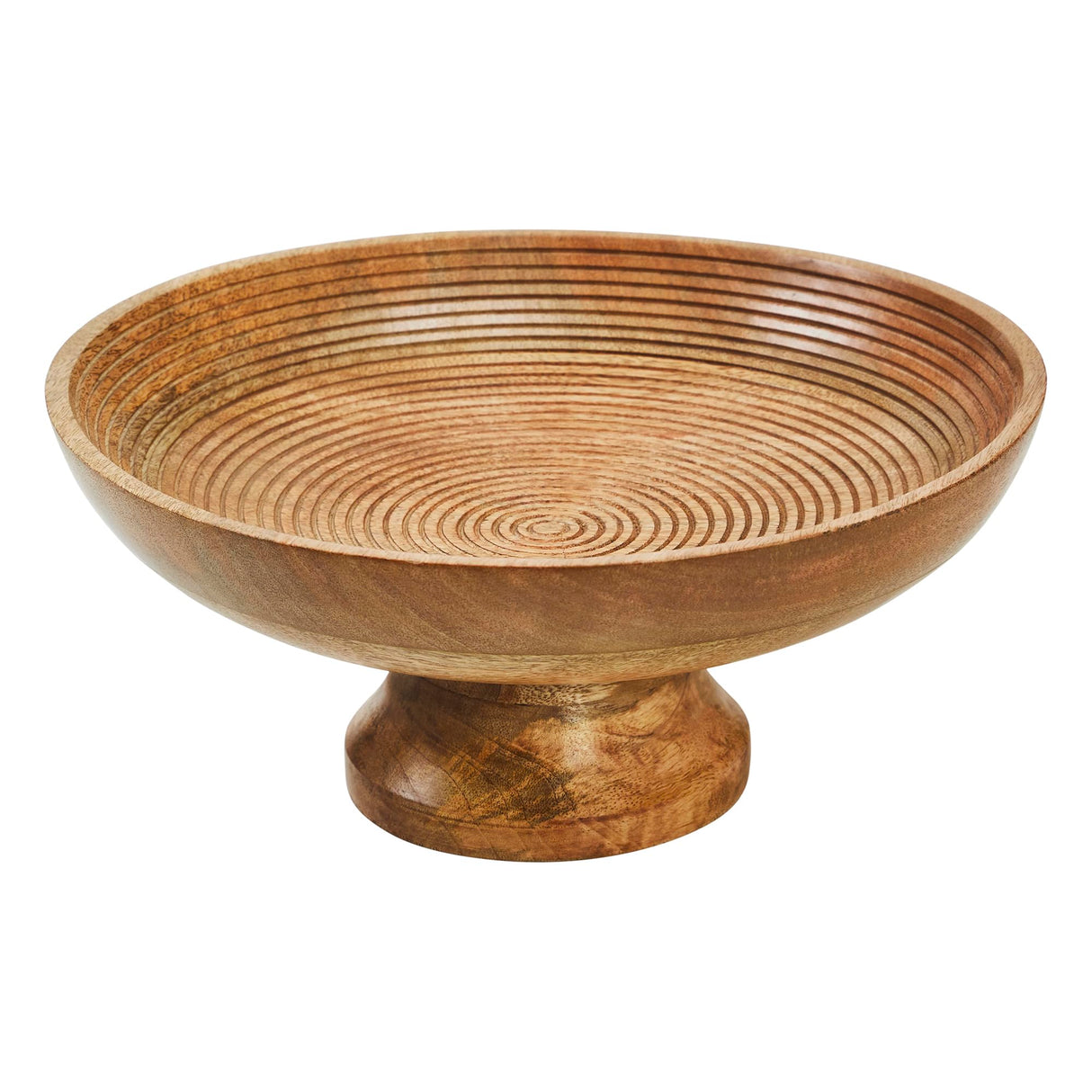 Ribbed Natural Wooden Bowl 12x12x5.75