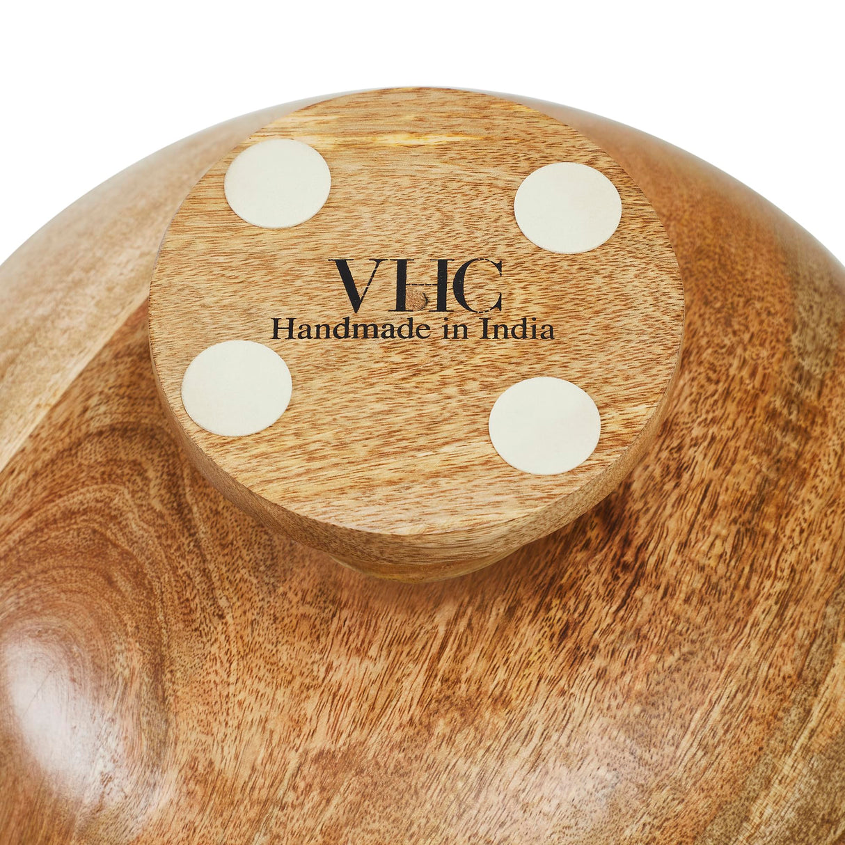 Natural with Bird Print Wooden Bowl 12x12x5.75