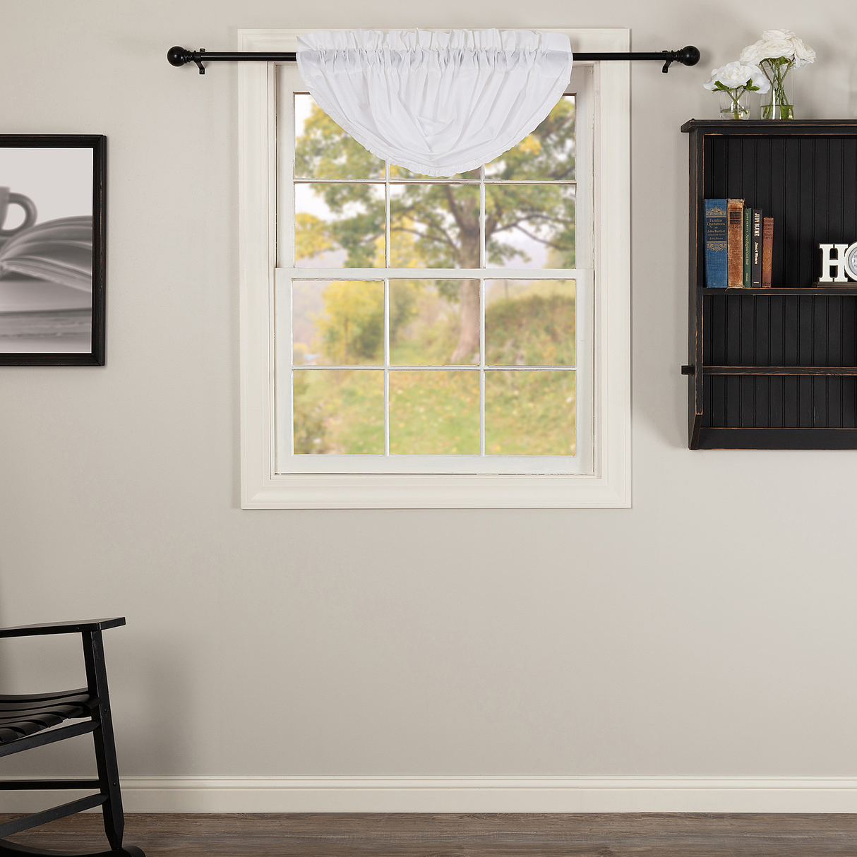 White Ruffled Sheer Balloon Valance 15x60