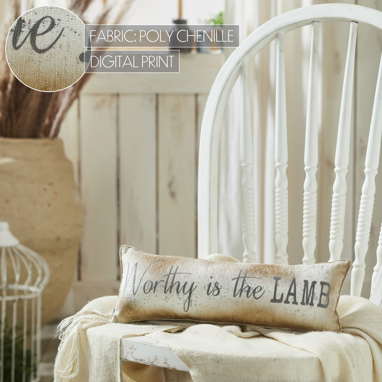 Celebrate Grace Worthy is the Lamb Pillow 5x15