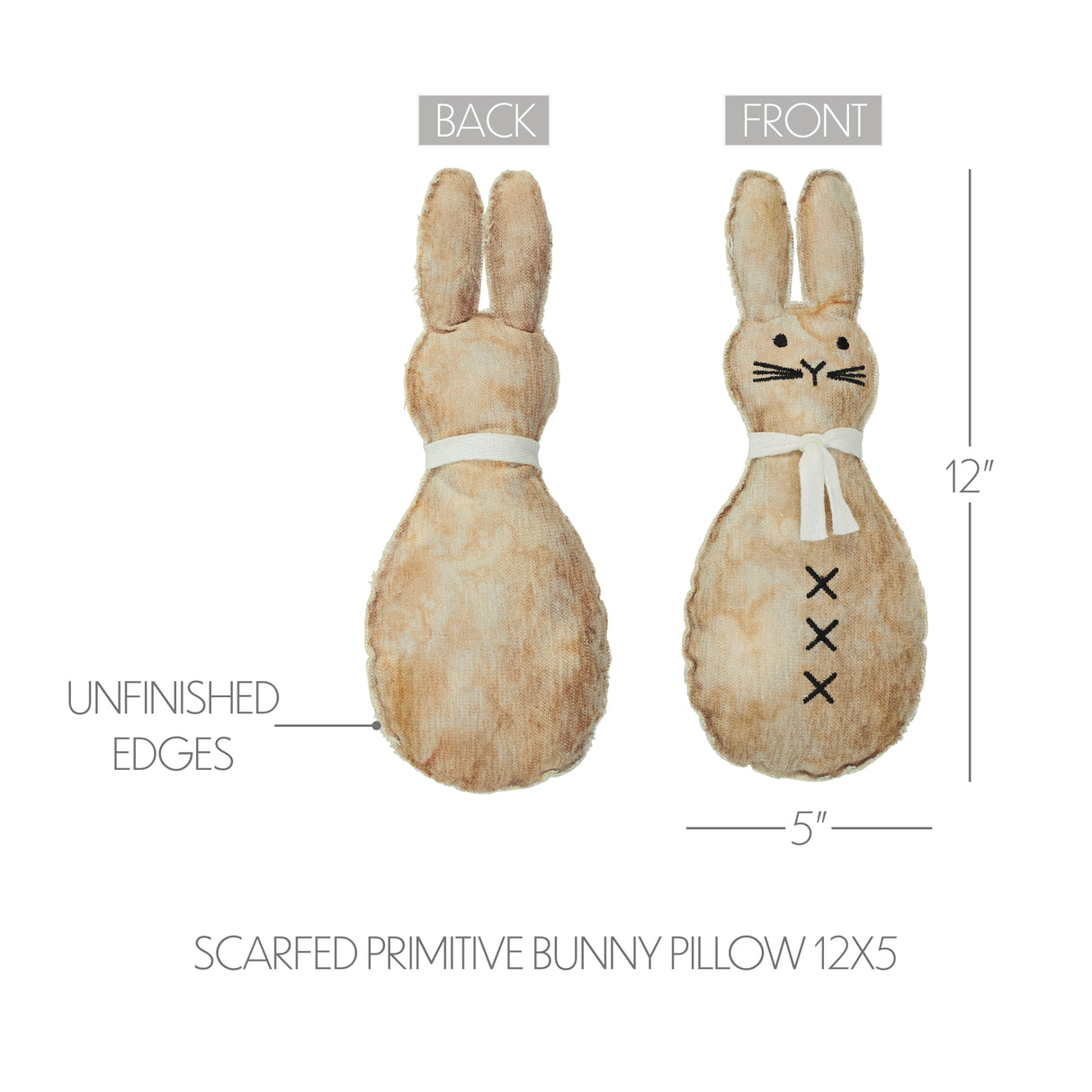 Spring In Bloom Scarfed Primitive Bunny Pillow 12x5