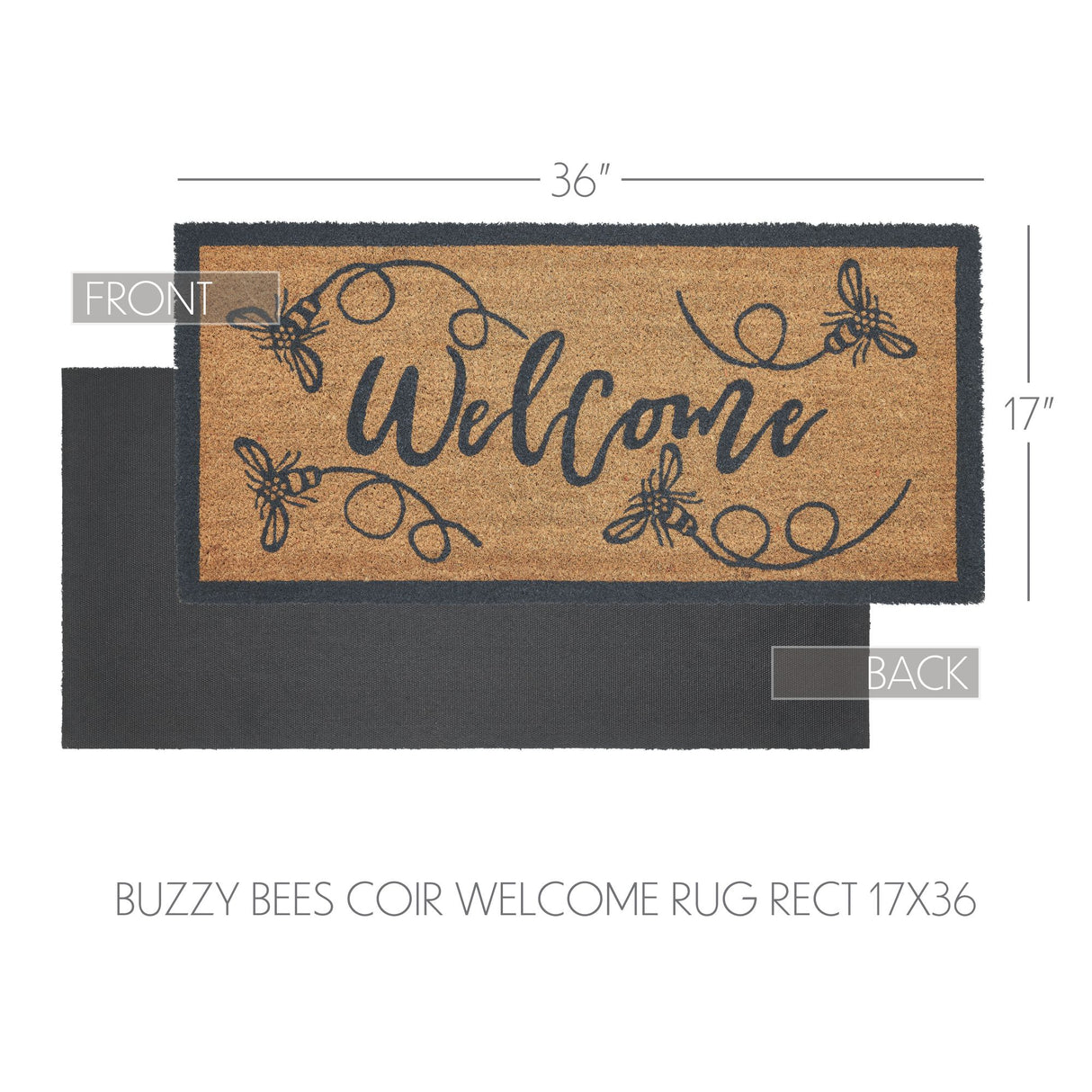 Buzzy Bees Coir Welcome Rug Rect 17x36