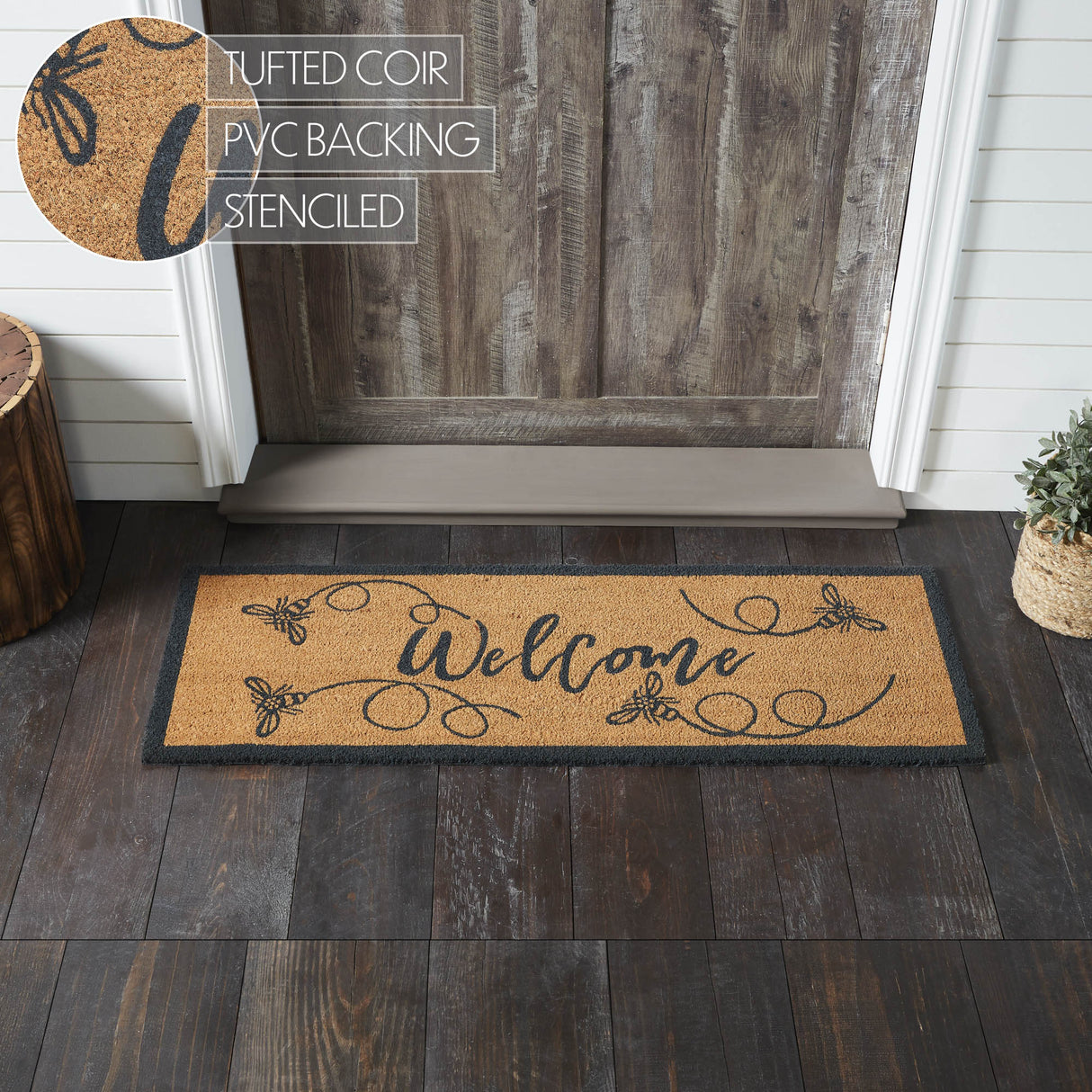 Buzzy Bees Coir Welcome Rug Rect 17x48