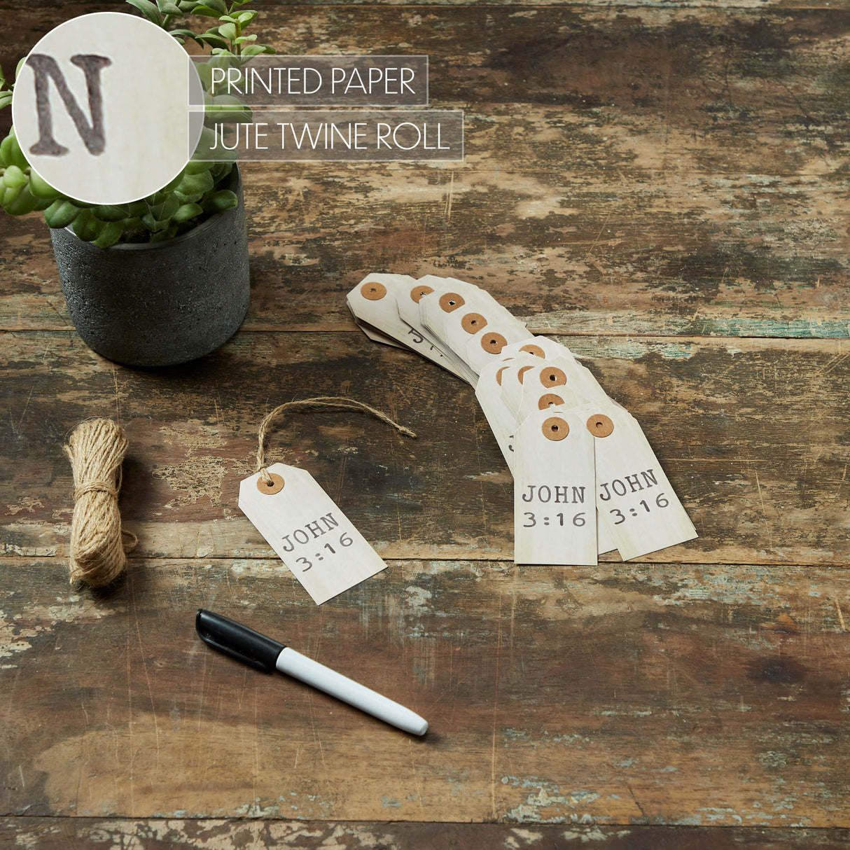 Celebrate Grace John 3:16 Paper Tag 3.75x1.75 w/ Twine Set of 50