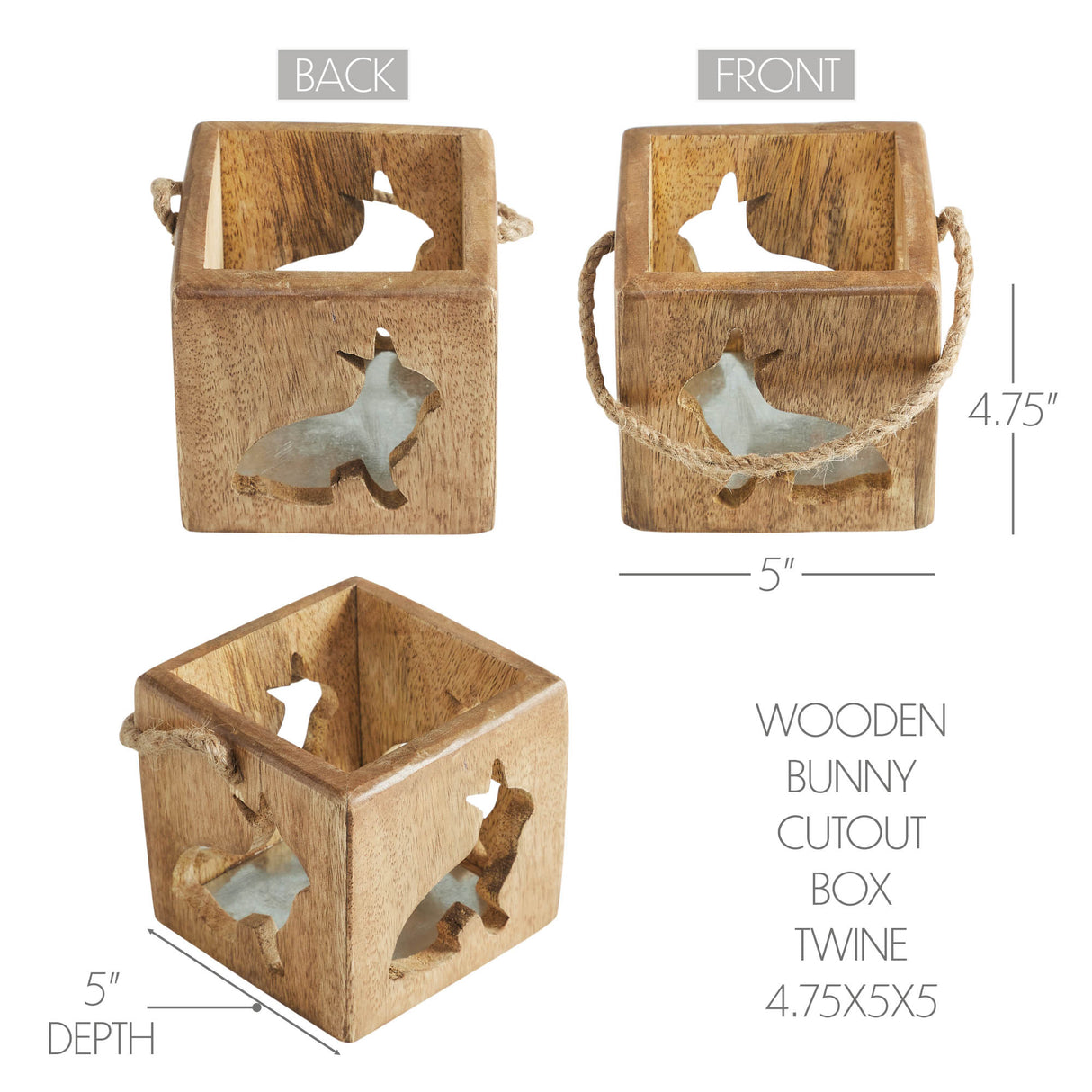 VHC Brands Bunny Hop 2PC Bunny Hop Wooden Bunny Cutout Box w/ Twine ,Small and Large