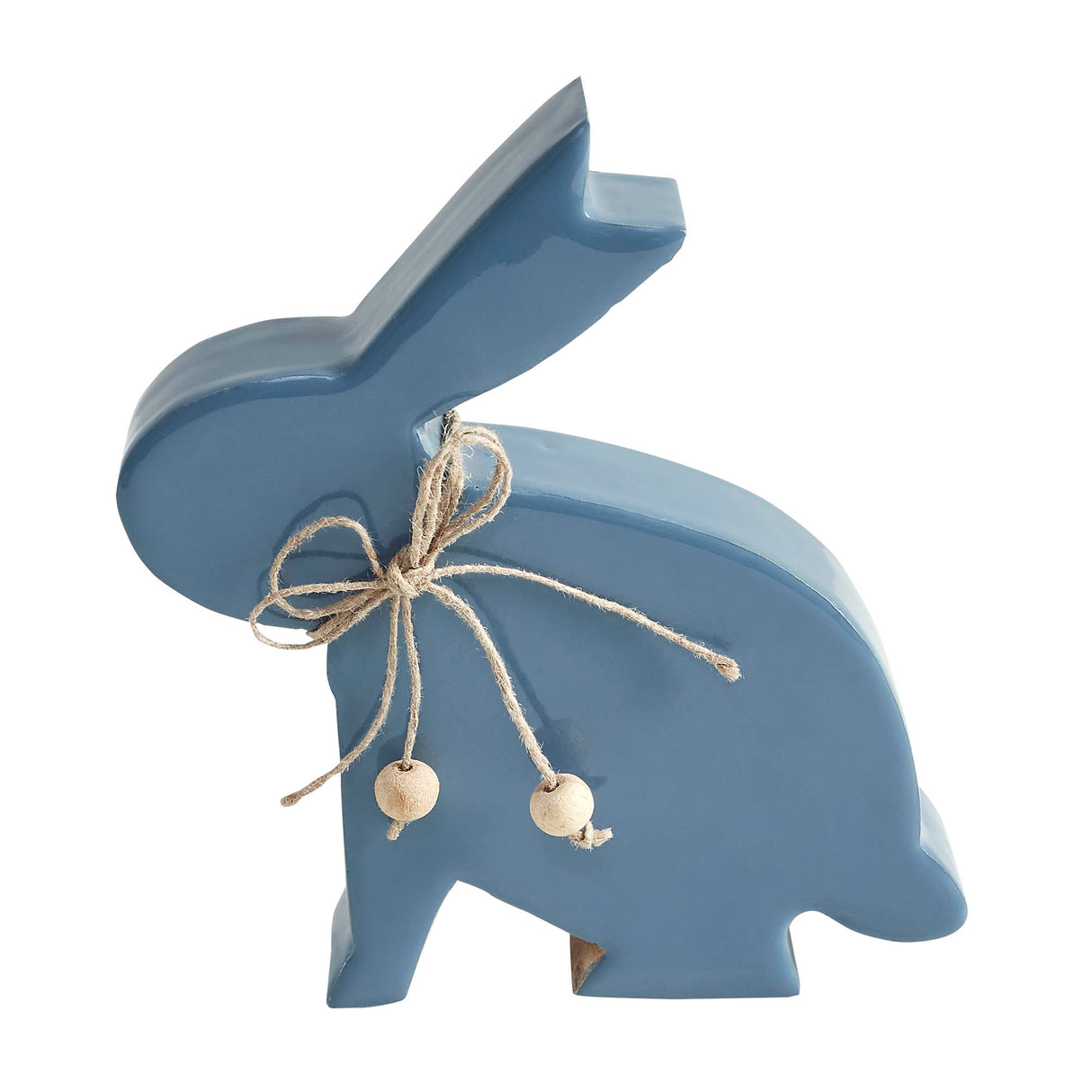 VHC Brands Bunny Hop 2PC Bunny Hop Wooden Enamel Bunny w/ Natural Beads ,Small and Large