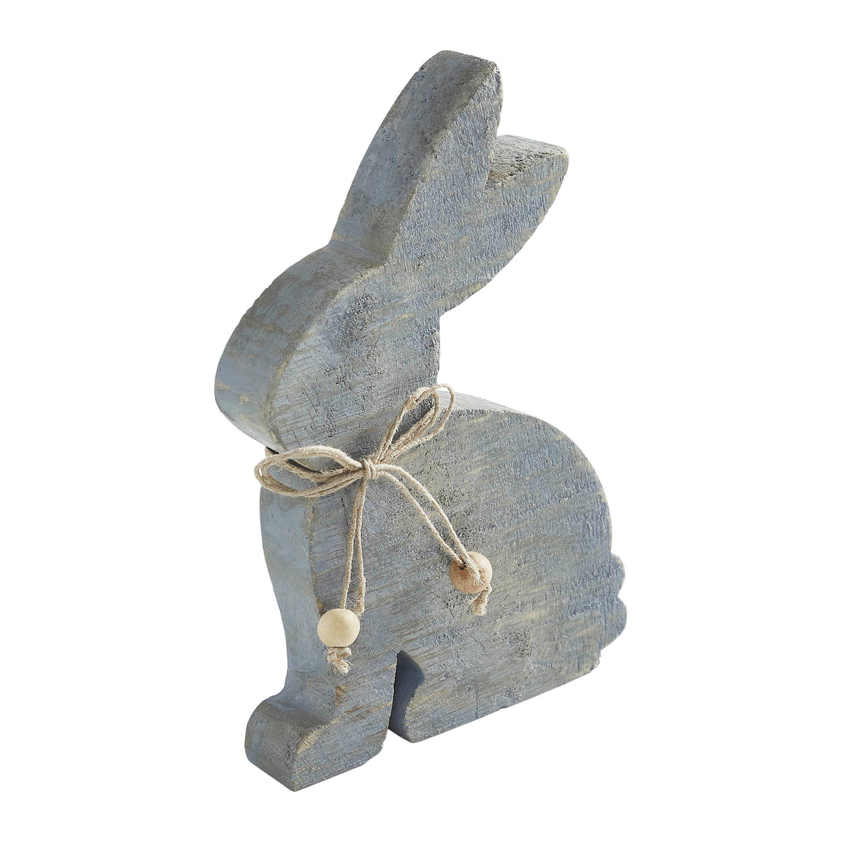 Bunny Hop Wooden Sitting Bunny Grey w/ Natural Beads 8x5x1