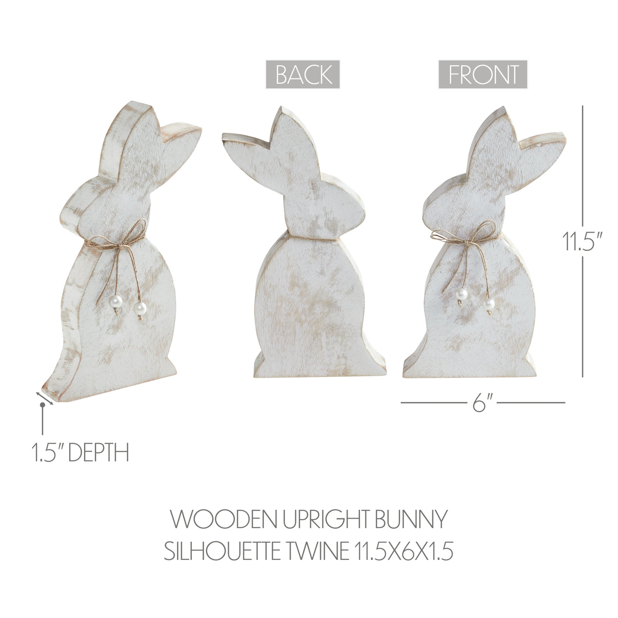 VHC Brands Spring In Bloom 2PC Spring In Bloom Wooden Upright Bunny Silhouette w/ Twine ,Small and Large