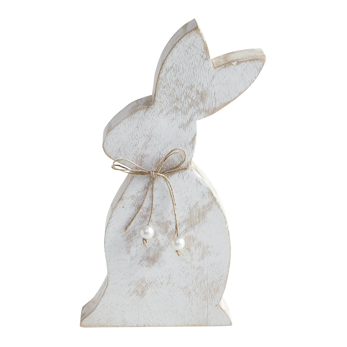 VHC Brands Spring In Bloom 2PC Spring In Bloom Wooden Upright Bunny Silhouette w/ Twine ,Small and Large