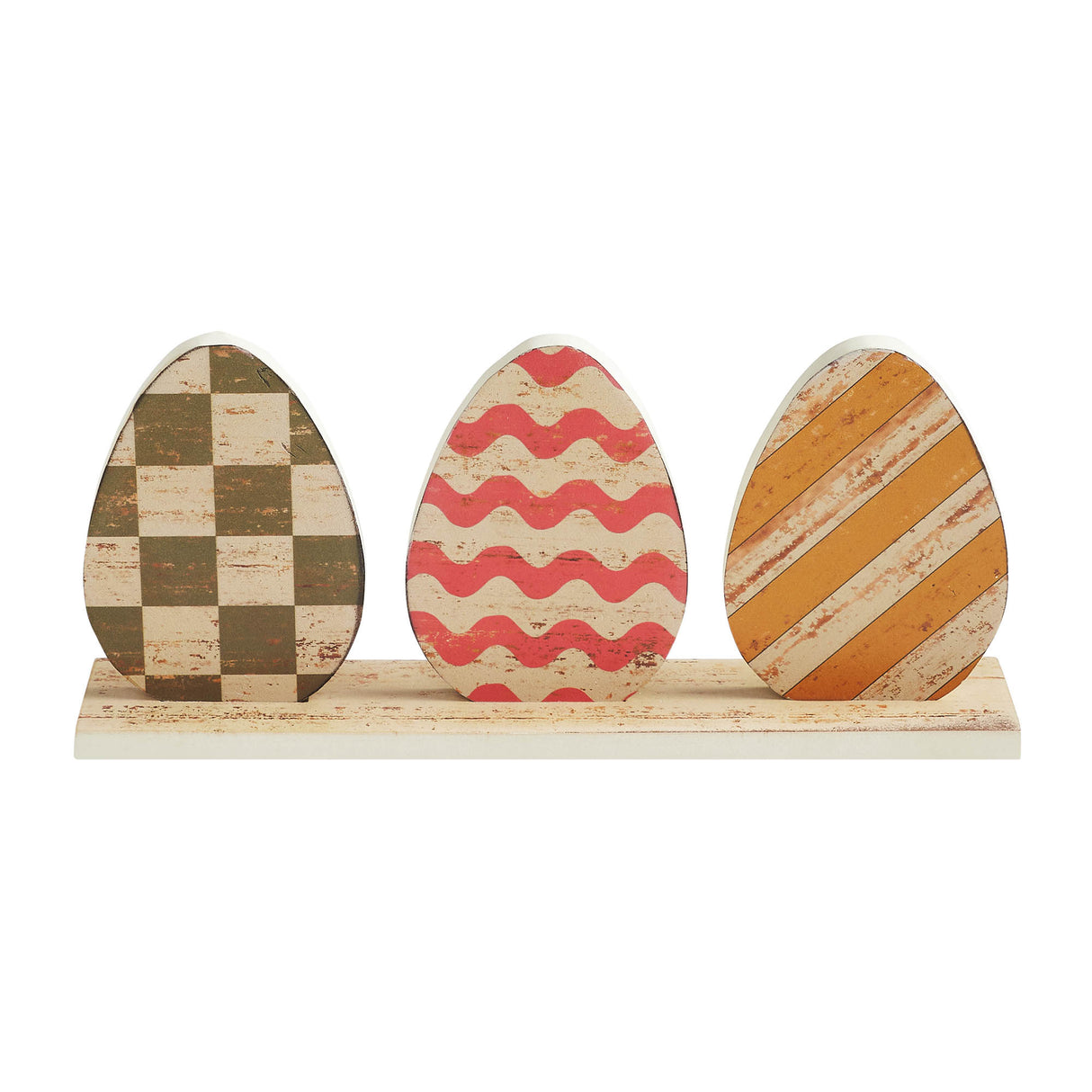 Bunny Hop MDF 3 Painted Eggs w/ Base 5.5x12x2.25