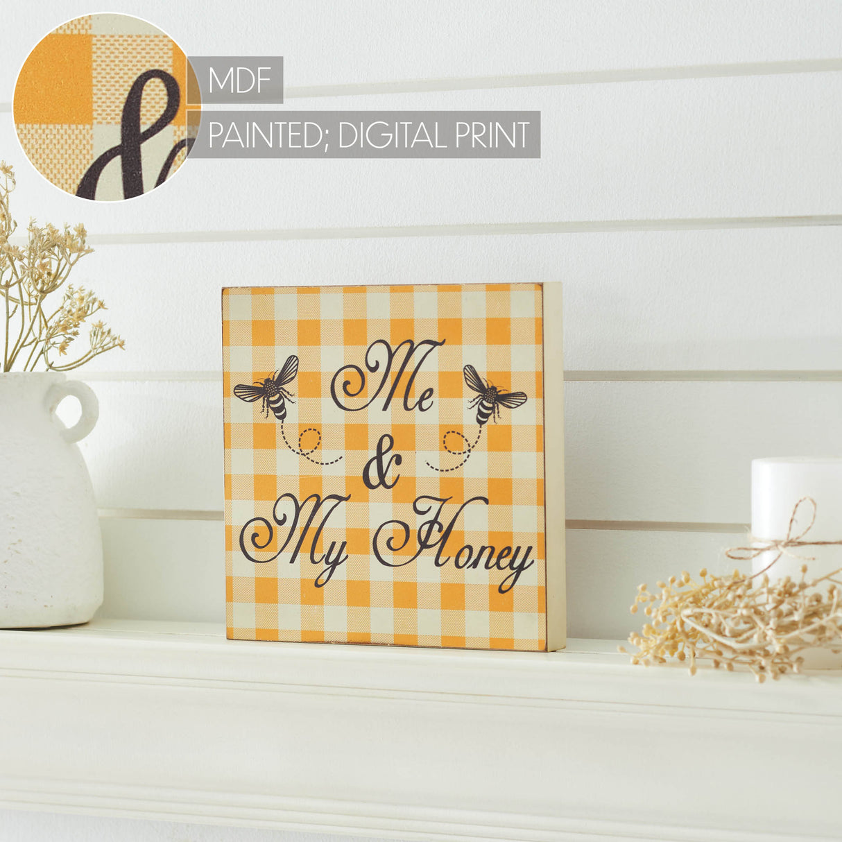 Buzzy Bees Me & My Honey MDF Block Sign 8x8x1