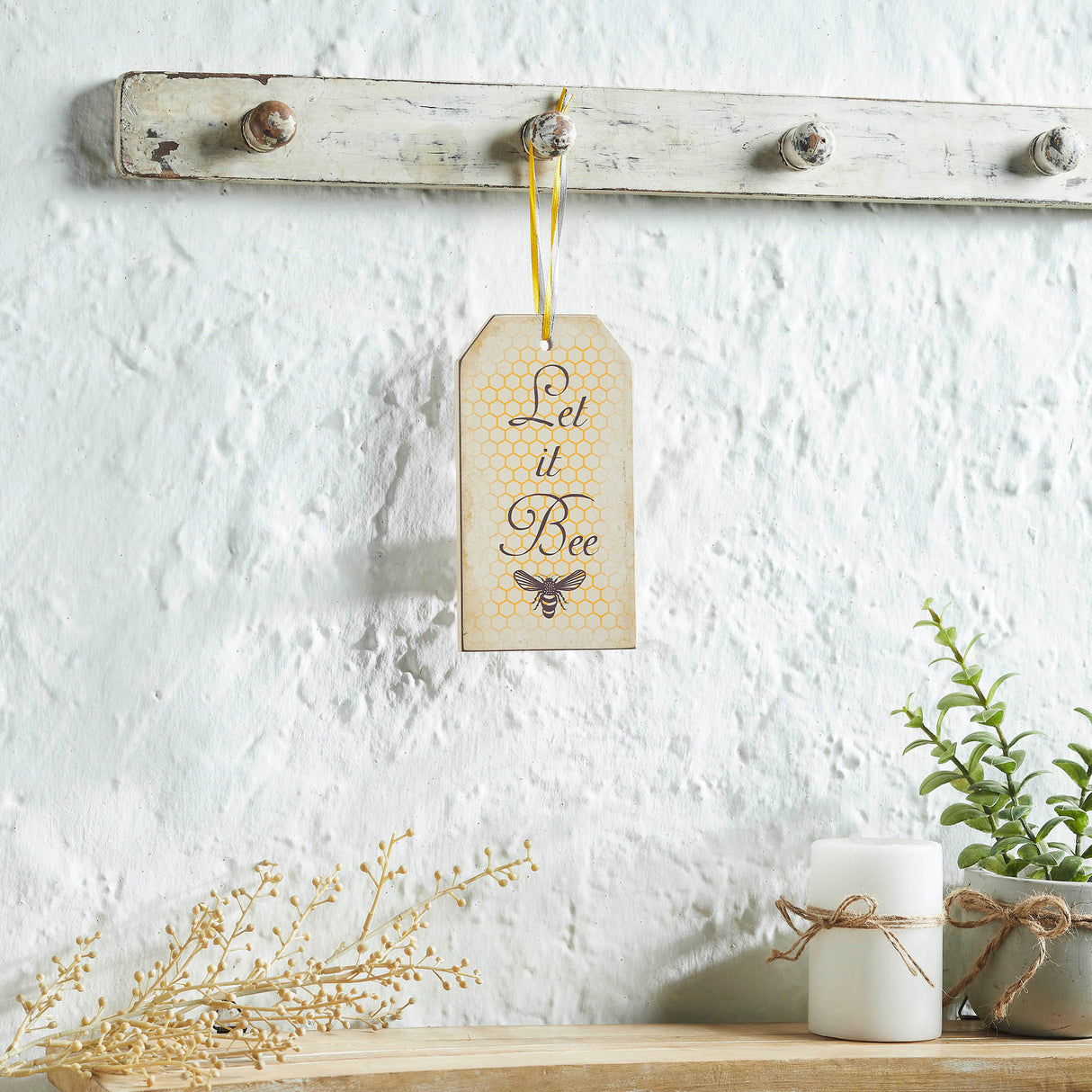 Buzzy Bees Let It Bee MDF Tag Ornament w/ Ribbon 7x3.75x0.5