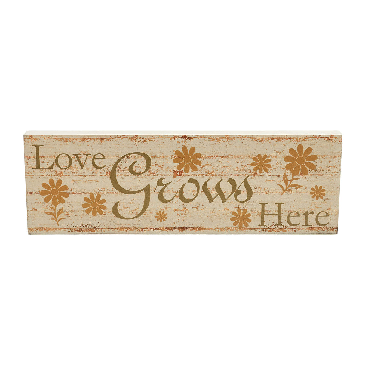 Spring In Bloom Love Grows Here w/ Daisies MDF Wall Sign 5x15x1