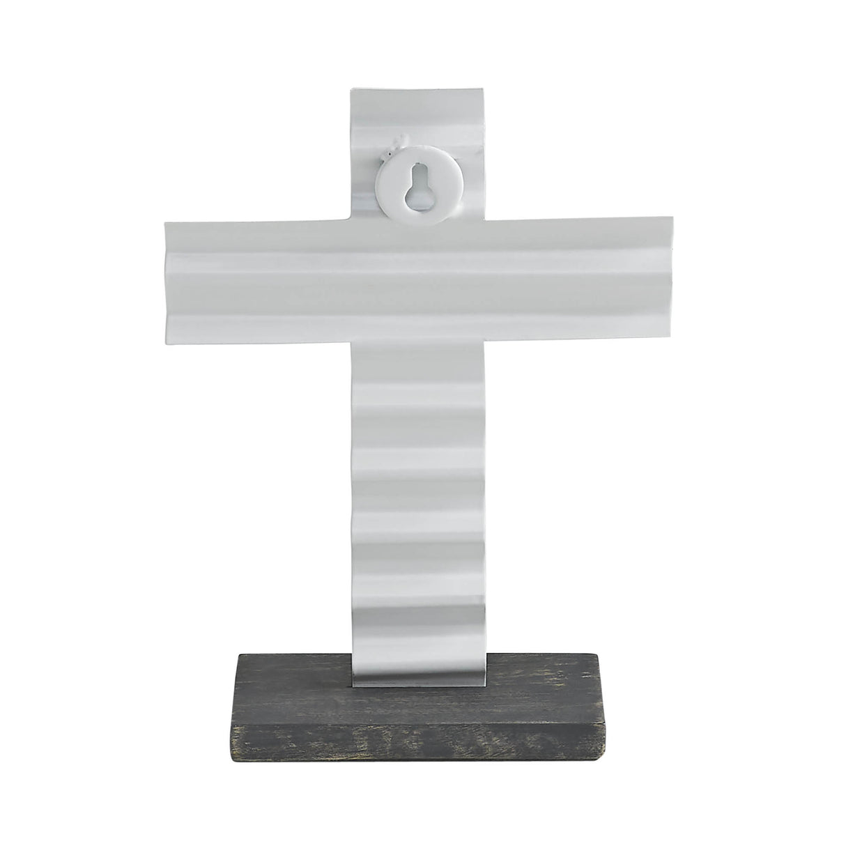 Celebrate Grace Metal Holy Cross w/ Wooden Base 8x6x2.3