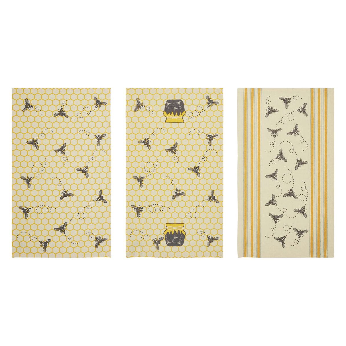 Buzzy Bees Honeypot Tea Towel Set of 3 16x28