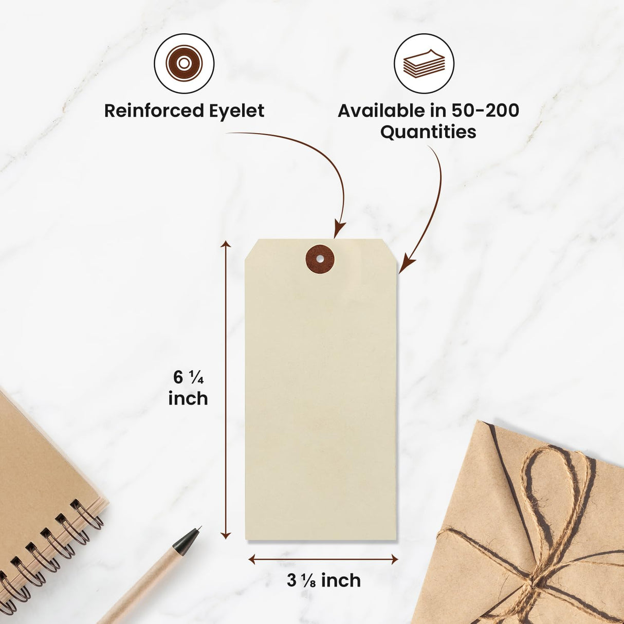 9pt Creme Manila Tag Set of 200 Size #8