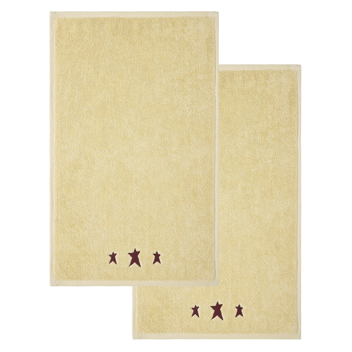 Burgundy Prim Stars Creme Hand Towel Set of 2 16x26