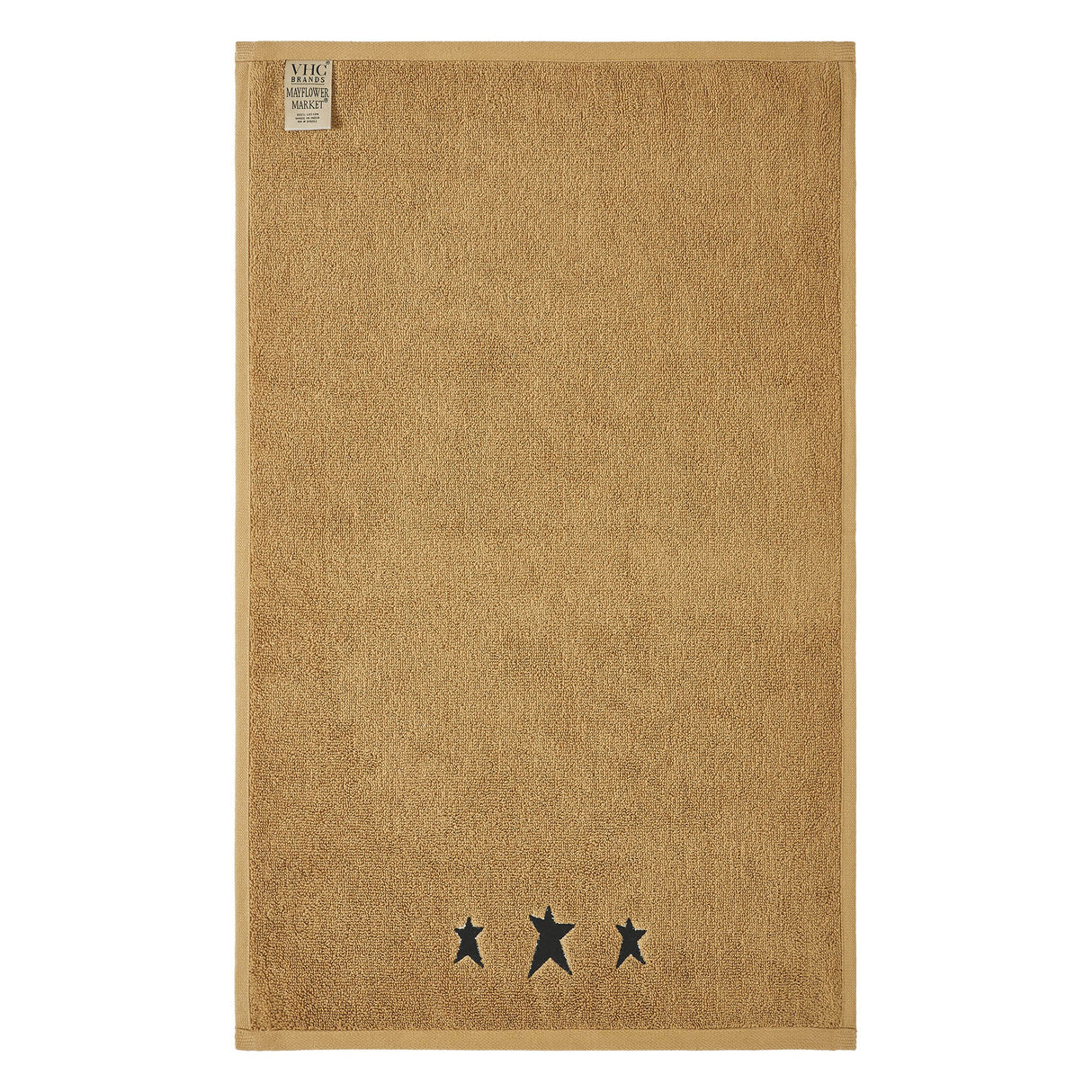 Black Prim Stars Tan Hand Towel Set of 2 16x26