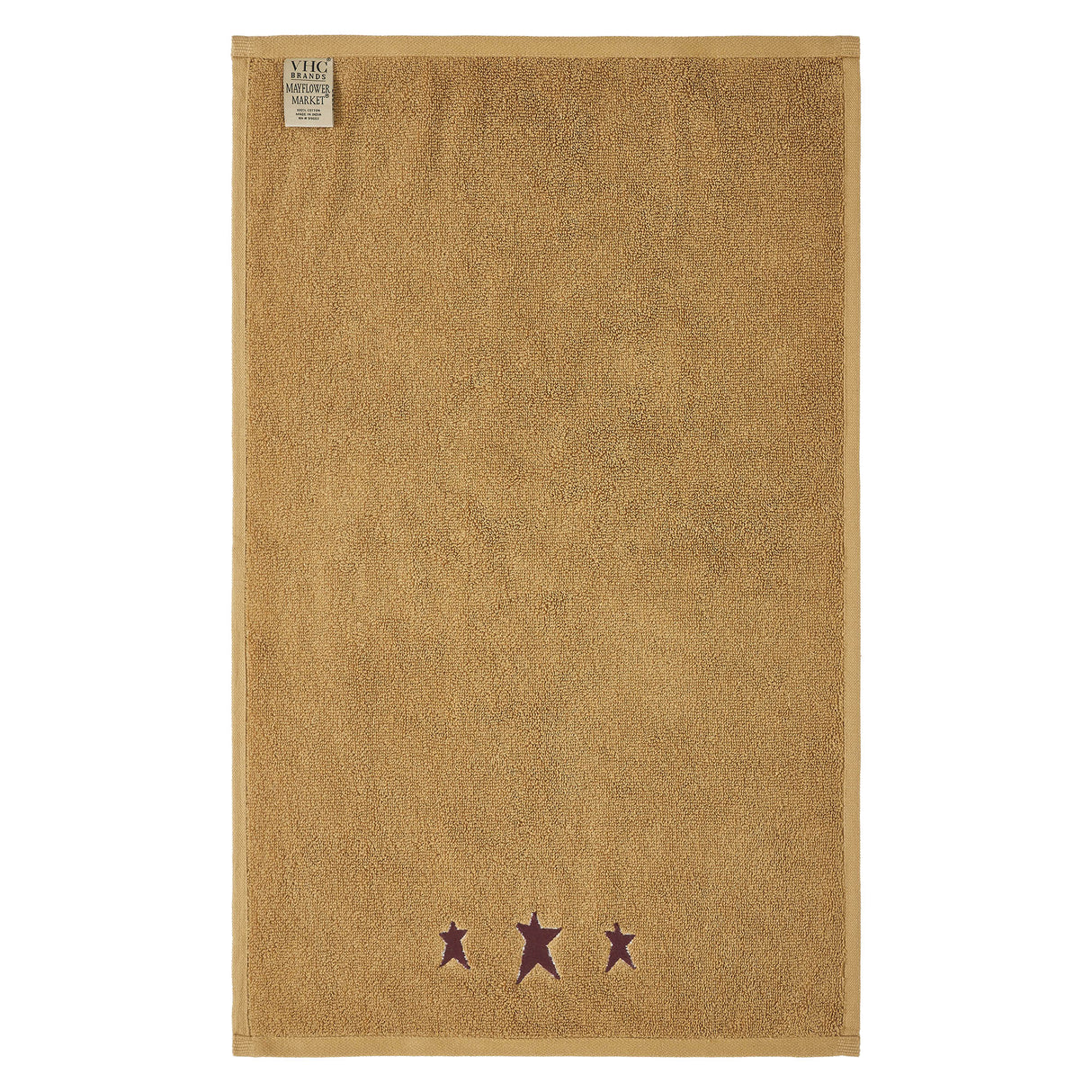 Burgundy Prim Stars Tan Hand Towel Set of 2 16x26