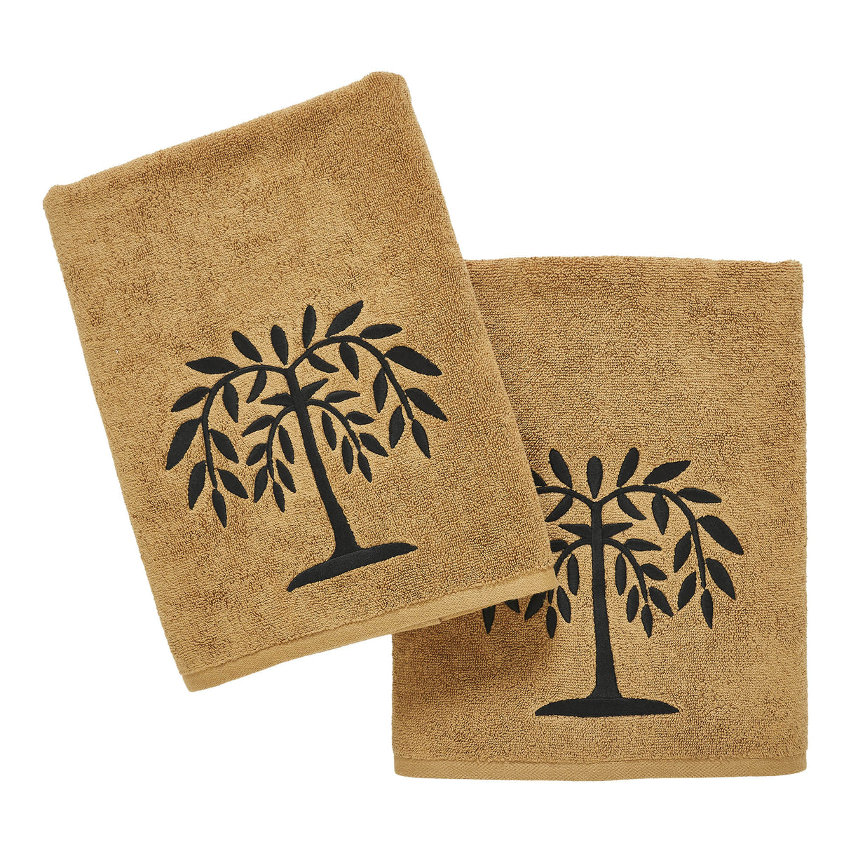 Black Willow Tree Tan Bath Towel Set of 2 27x54