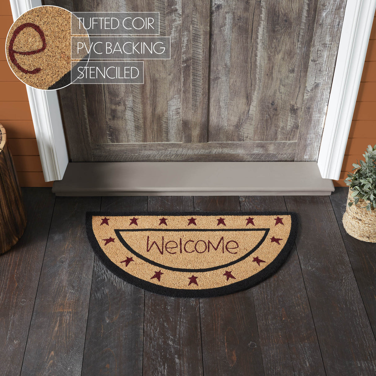 Connell Coir Welcome Rug Half Circle 16.5x33