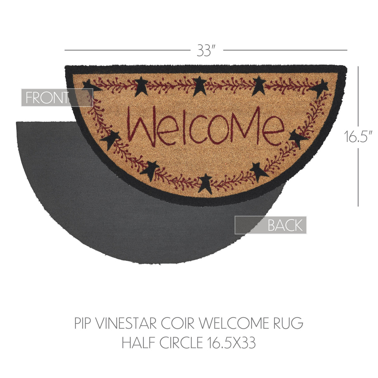 Pip Vinestar Coir Welcome Rug Half Circle 16.5x33