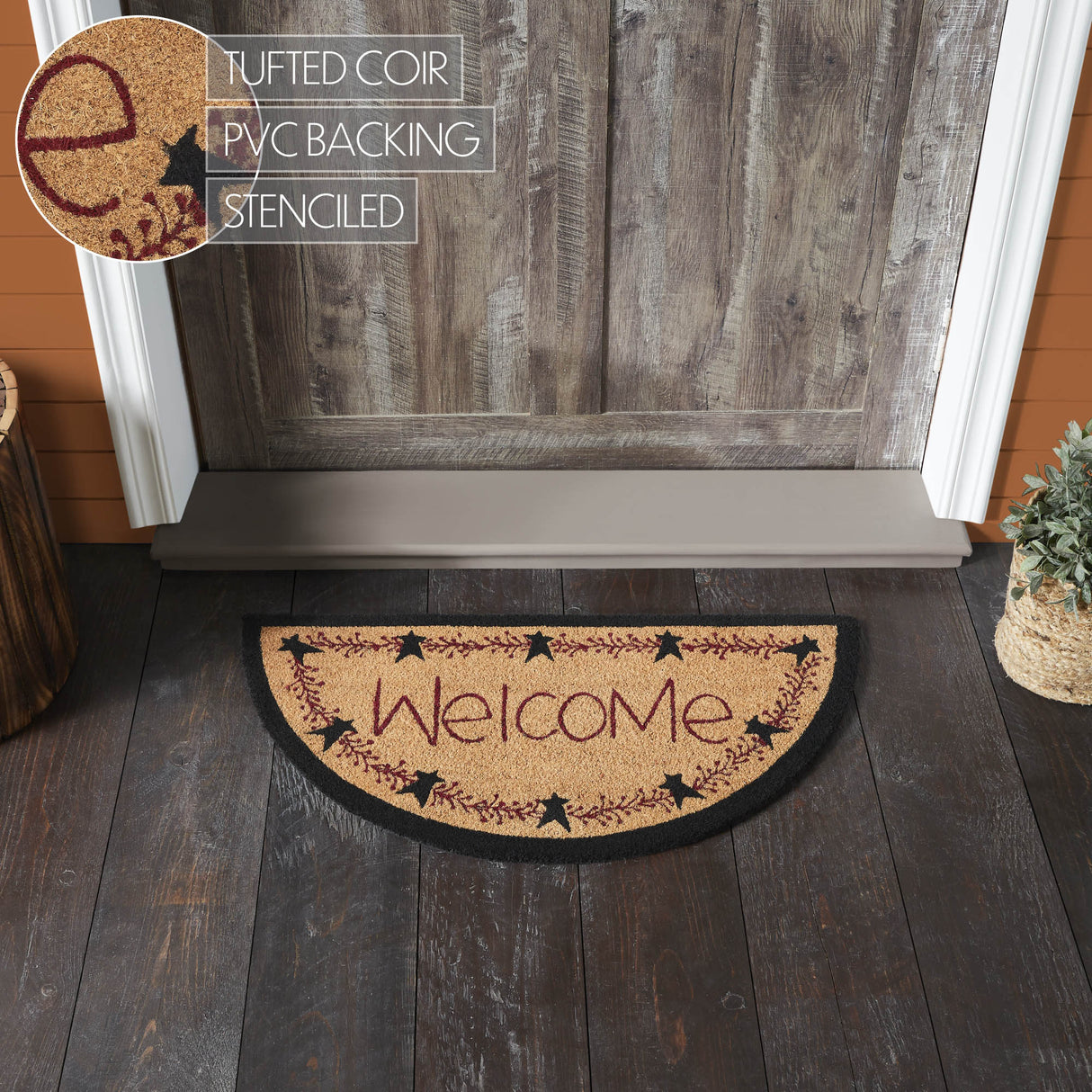 Pip Vinestar Coir Welcome Rug Half Circle 16.5x33