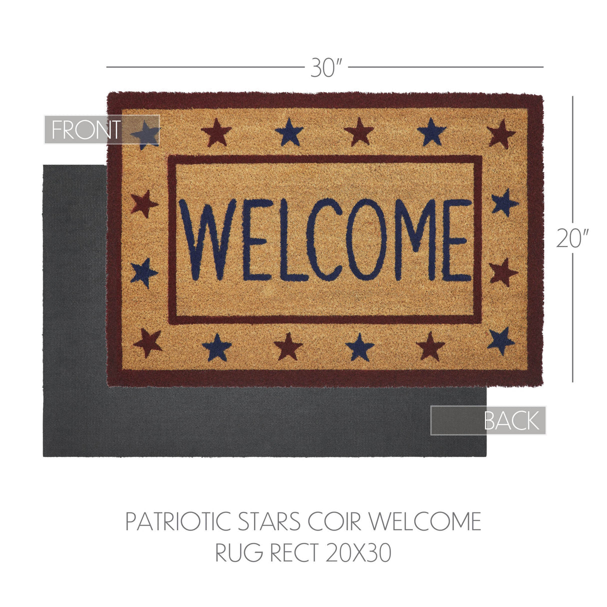 Patriotic Stars Welcome Coir Rug Rect 20x30